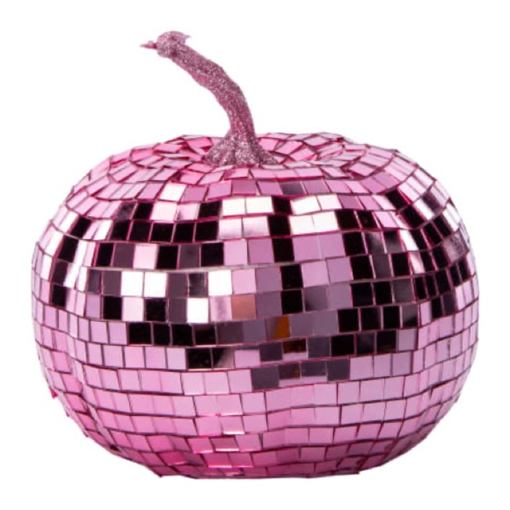 Disco Mirrored Pink Pumpkin Decor